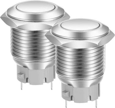 Flat Head 16mm 3-6V Waterproof Self-Locking Metal Push Button Switch With White Led Light And Switch Socket Button Connector - 1