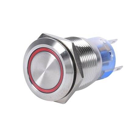 Flat Head 19mm 110-220V Waterproof Self-Locking Metal Push Button Switch With Yellow Led Light And Switch Socket Button Connector - 1