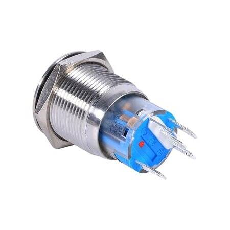 Flat Head 19mm 110-220V Waterproof Self-Locking Metal Push Button Switch With Yellow Led Light And Switch Socket Button Connector - 4