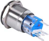 Flat Head 19mm 12-24V Waterproof Momentary Self-Resert Metal Push Button Switch With Red Led Light - 3