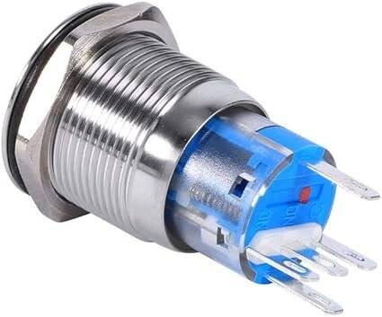 Flat Head 19mm 12-24V Waterproof Momentary Self-Resert Metal Push Button Switch With Red Led Light - 3