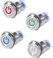 Flat Head 19mm 12-24V Waterproof Momentary Self-Resert Metal Push Button Switch With Red Led Light - 4