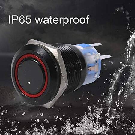 Flat Head 19mm 12-24V Waterproof Self-Locking Metal Push Button Switch With Red Led Light - 5