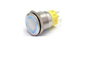Flat Head 19mm 12-24V Waterproof Self-Locking Metal Push Button Switch With Yellow Led Light - 3