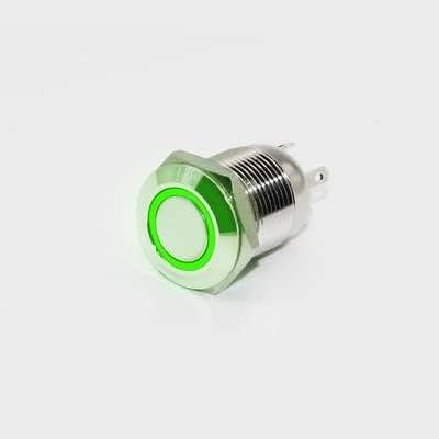 Flat Head 19mm 3-6V Waterproof Momentary Self-Resert Metal Push Button Switch With Yellow Led Light - 3