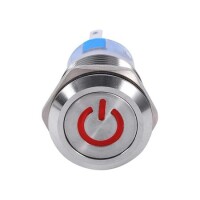 Flat Head 19mm 3-6V Waterproof Self-Locking Metal Push Button Switch With Red Led Light - 2