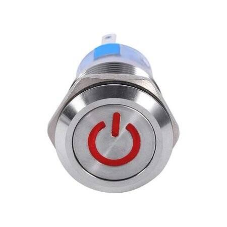 Flat Head 19mm 3-6V Waterproof Self-Locking Metal Push Button Switch With Red Led Light - 2