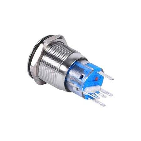 Flat Head 19mm 3-6V Waterproof Self-Locking Metal Push Button Switch With Red Led Light - 3