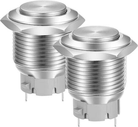 Flat Head 19mm Waterproof Self-Locking Metal Push Button Switch Without Light - 1