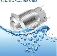 Flat Head 19mm Waterproof Self-Locking Metal Push Button Switch Without Light - 4