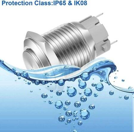 Flat Head 19mm Waterproof Self-Locking Metal Push Button Switch Without Light - 4