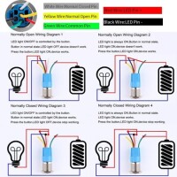 Flat Head 22mm 110-220V Waterproof Self-Locking Metal Push Button Switch With Red Led Light And Switch Socket Button Connector - 4