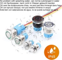 Flat Head 22mm 110-220V Waterproof Self-Locking Metal Push Button Switch With Red Led Light And Switch Socket Button Connector - 5