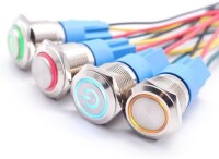 Flat Head 22mm 110-220V Waterproof Self-Locking Metal Push Button Switch With Red Led Light - 1