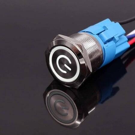 Flat Head 22mm 110-220V Waterproof Self-Locking Metal Push Button Switch With Red Led Light - 3