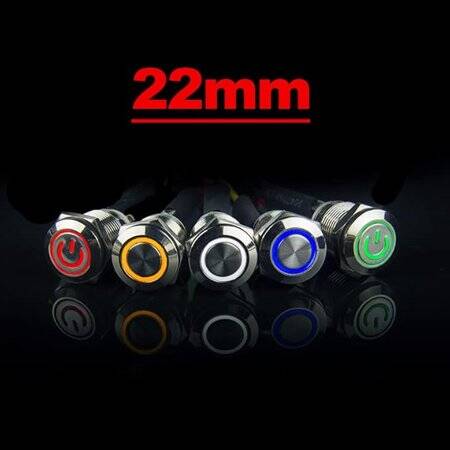 Flat Head 22mm 110-220V Waterproof Self-Locking Metal Push Button Switch With White Led Light - 1