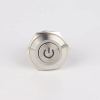 Flat Head 22mm 12-24V Waterproof Momentary Self-Resert Metal Push Button Switch With Red Led Light - 1
