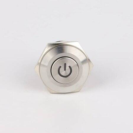 Flat Head 22mm 12-24V Waterproof Momentary Self-Resert Metal Push Button Switch With Red Led Light - 1