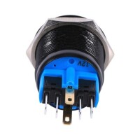 Flat Head 22mm 12-24V Waterproof Momentary Self-Reset Metal Push Button Switch With Blue Led Light And Switch Socket Button Connector - 5