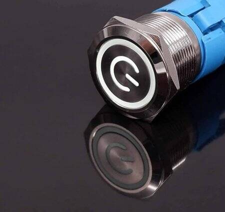 Flat Head 22mm 12-24V Waterproof Momentary Self-Reset Metal Push Button Switch With White Led Light - 1