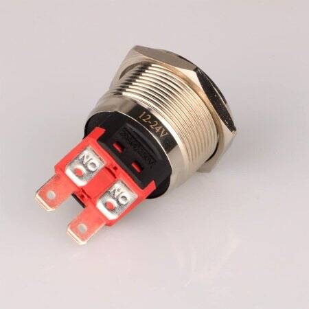 Flat Head 22mm 12-24V Waterproof Self-Locking Metal Push Button Switch With Blue Led Light And Switch Socket Button Connector - 2
