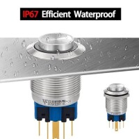Flat Head 22mm Waterproof Self-Resert Metal Push Button Switch Without Light4 Pin - 3