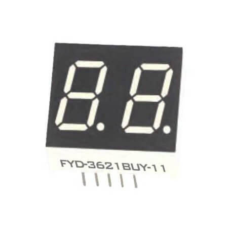 FYD-3621AUY-11 LED DISPLAY 7 SEGMENT 2DIGIT 9.2MM (-) YELLOW - 1