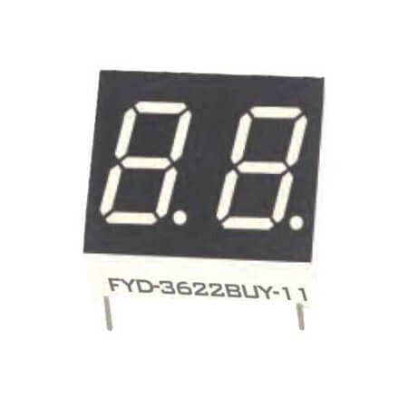 FYD-3622BUG-11 LED DISPLAY 7 SEGMENT 2DIGIT 9.2MM (+) GREEN - 1