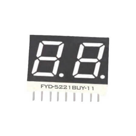 FYD-5221BUG-21 LED DISPLAY 7 SEGMENT 2DIGIT 13.2MM (+) GREEN - 1