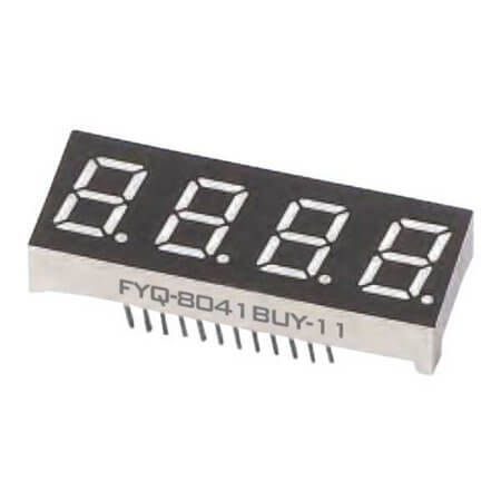 FYQ-8041AUY-21 LED DISPLAY 7 SEGMENT 4DIGIT 20.3MM (-) YELLOW - 1