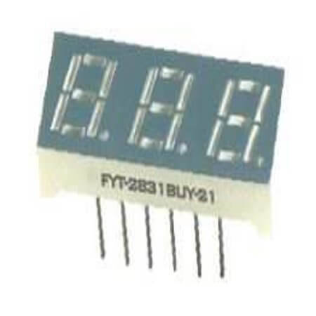 FYT-2831AUHR-21 LED DISPLAY 7 SEGMENT 3DIGIT 7MM (-) RED - 1