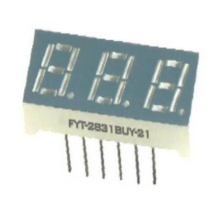 FYT-2831AUR-21 LED DISPLAY 7 SEGMENT 3DIGIT 7MM (-) RED - 1