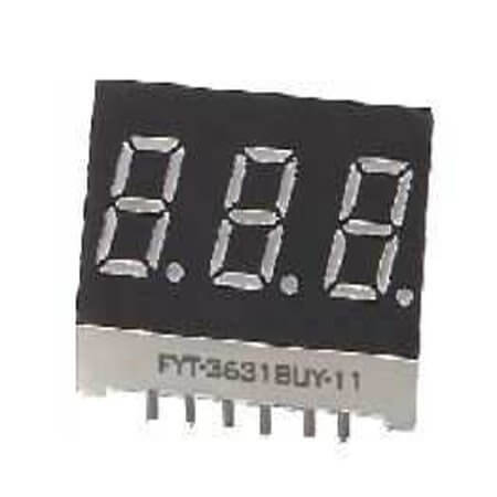 FYT-3631AUR-21 LED DISPLAY 7 SEGMENT 3DIGIT 9.2MM (-) RED - 1