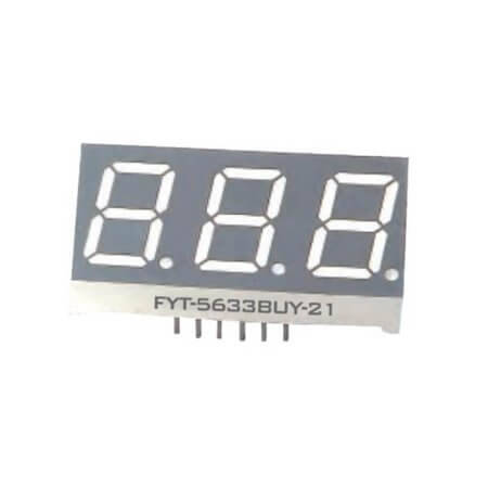 FYT-5633AUHR-11 LED DISPLAY 7 SEGMENT 3DIGIT 4.2MM (-) RED - 1