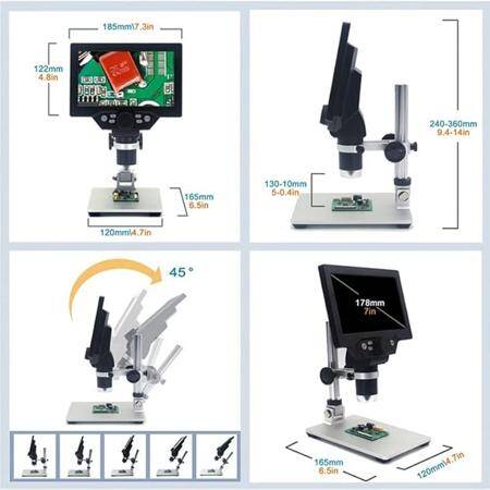 G1200 1200x 12MP Digital Electronic Microscope 7 Inch LCD Display For PCB Motherboard Repaire AU Plug Without Battery - 2