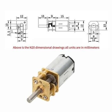 GA12-N20 12V 60RPM Micro DC Metal Gear Reduction Motor - 2