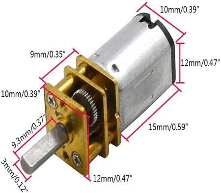 GA12-N20 3V 60RPM Mikro DC Metal Dişli Redüktörlü Motor - 5