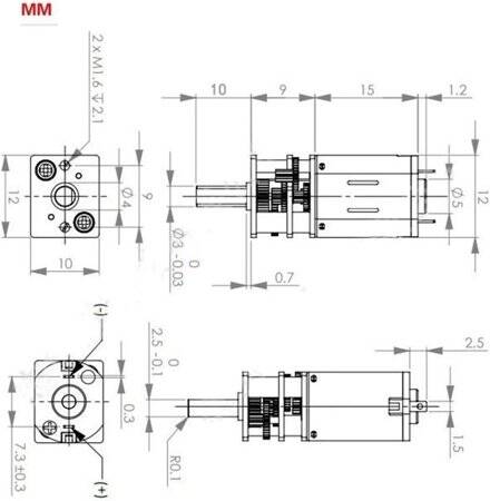 GA12-N20 3V 75RPM Micro DC Metal Gear Reduction Motor - 3