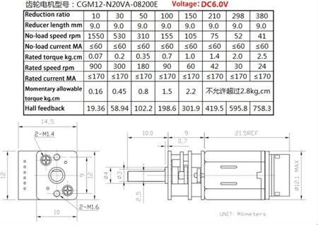 GA12-N20 6V 750RPM Micro DC Reducer Motor Encoder With Wire - 3