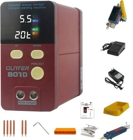 GLITTER 801D 12KW Enerji Depolama Darbeli Nokta Kaynakçı +73B Kaynakçı Kalemi+73SA Kaynak Kafası EU Fişli - 1