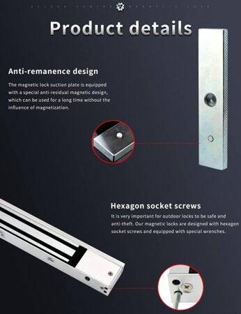 Glue Waterproof 250KG DC12V/500-600MA Two-Wire Magnetic Lock Right Outlet - 5