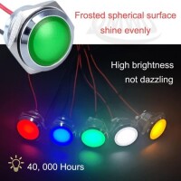 Green 220V 14mm LED Metal Indicator Light With 15cm Cable - 4