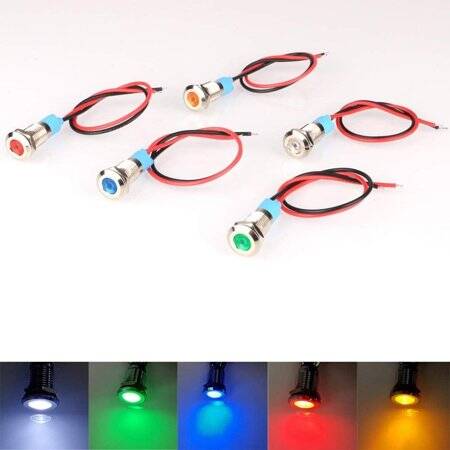 Green 220V 8mm LED Metal Indicator Light With 15cm Cable - 2