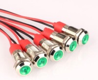 Green 3-9V 8mm LED Metal Indicator Light With 15cm Cable - 1