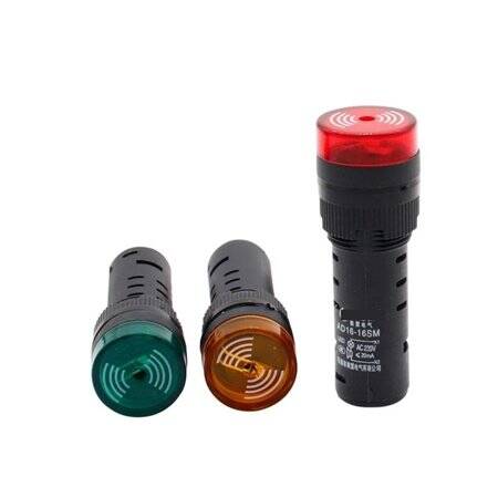 Green AC/DC36V 16mm AD16-16SM LED Signal Indicator Built-in Buzzer - 3