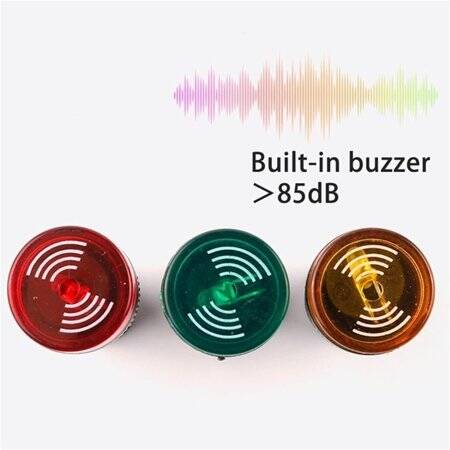 Green AC/DC36V 16mm AD16-16SM LED Signal Indicator Built-in Buzzer - 4