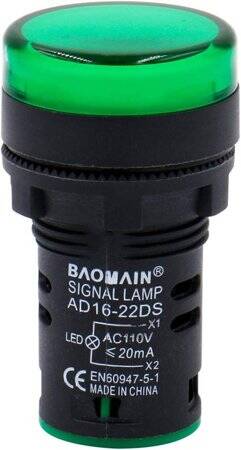 Green AC220V 22mm AD16-22DS LED Power Pilot Signal Light Lamp - 2