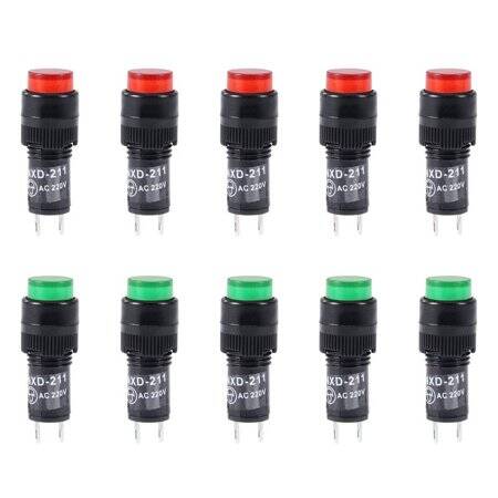 Green AC220V NXD-211 Small LED Signal Indicator Light - 1