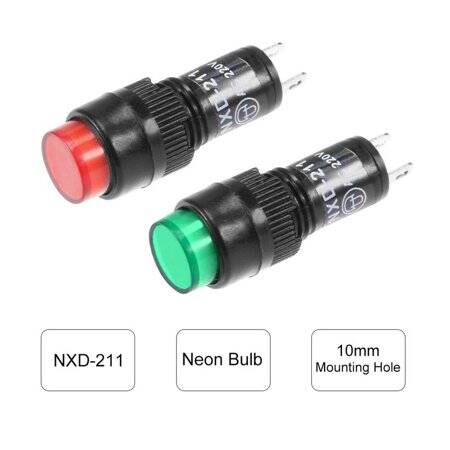 Green AC220V NXD-211 Small LED Signal Indicator Light - 4