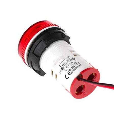 Green AC50-500V 0-100A 22mm AD16-22FVA (AD16-22VAM) Round LED Hertz Meter Indicator Light With Transformer - 5